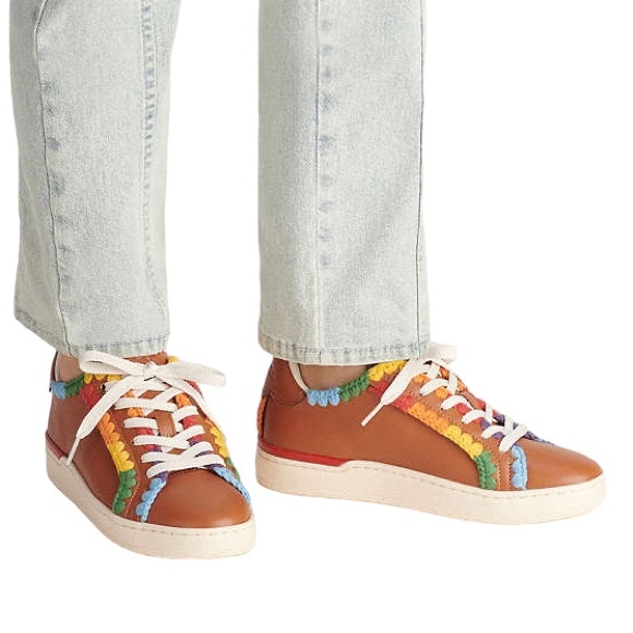 Coach Burnished Amber Caramel Rainbow Crochet Lowline Low Top Sneaker NEW 11 - Picture 1 of 13